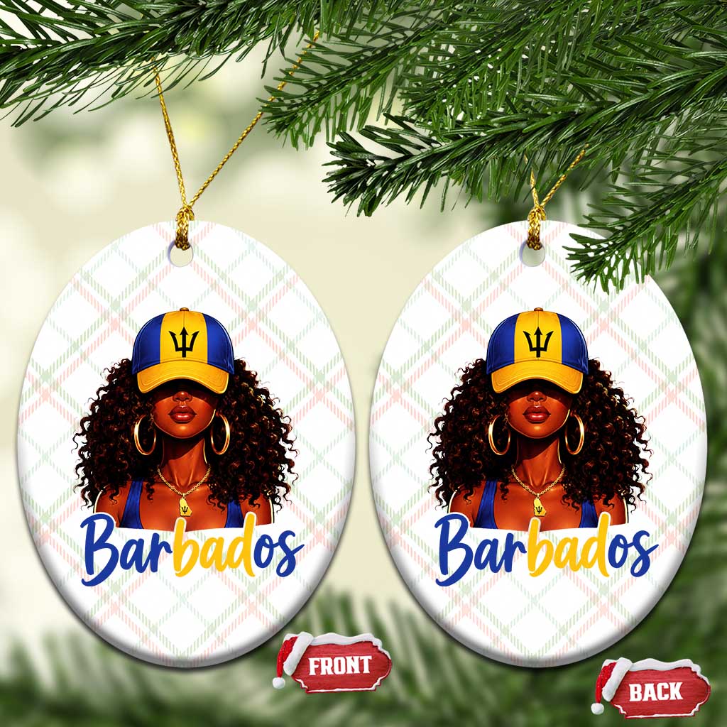 Bajan Girl Ceramic Ornament Barbados Flag Caribbean Heritage Pride Graphic Gift TS10 Print Your Wear