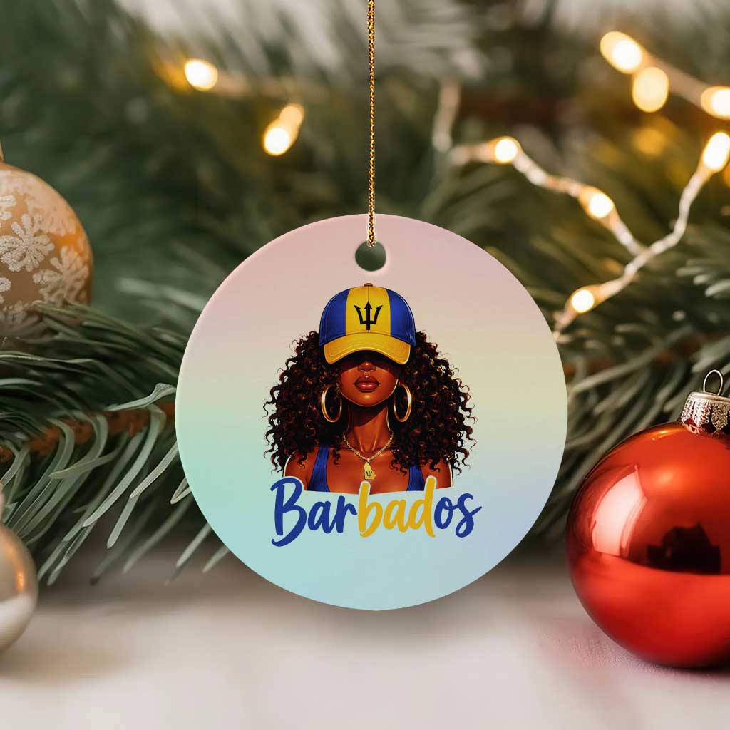 Bajan Girl Ceramic Ornament Barbados Flag Caribbean Heritage Pride Graphic Gift TS10 1pc Pastel Print Your Wear