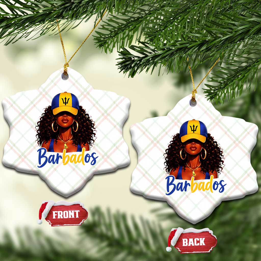 Bajan Girl Ceramic Ornament Barbados Flag Caribbean Heritage Pride Graphic Gift TS10 Print Your Wear