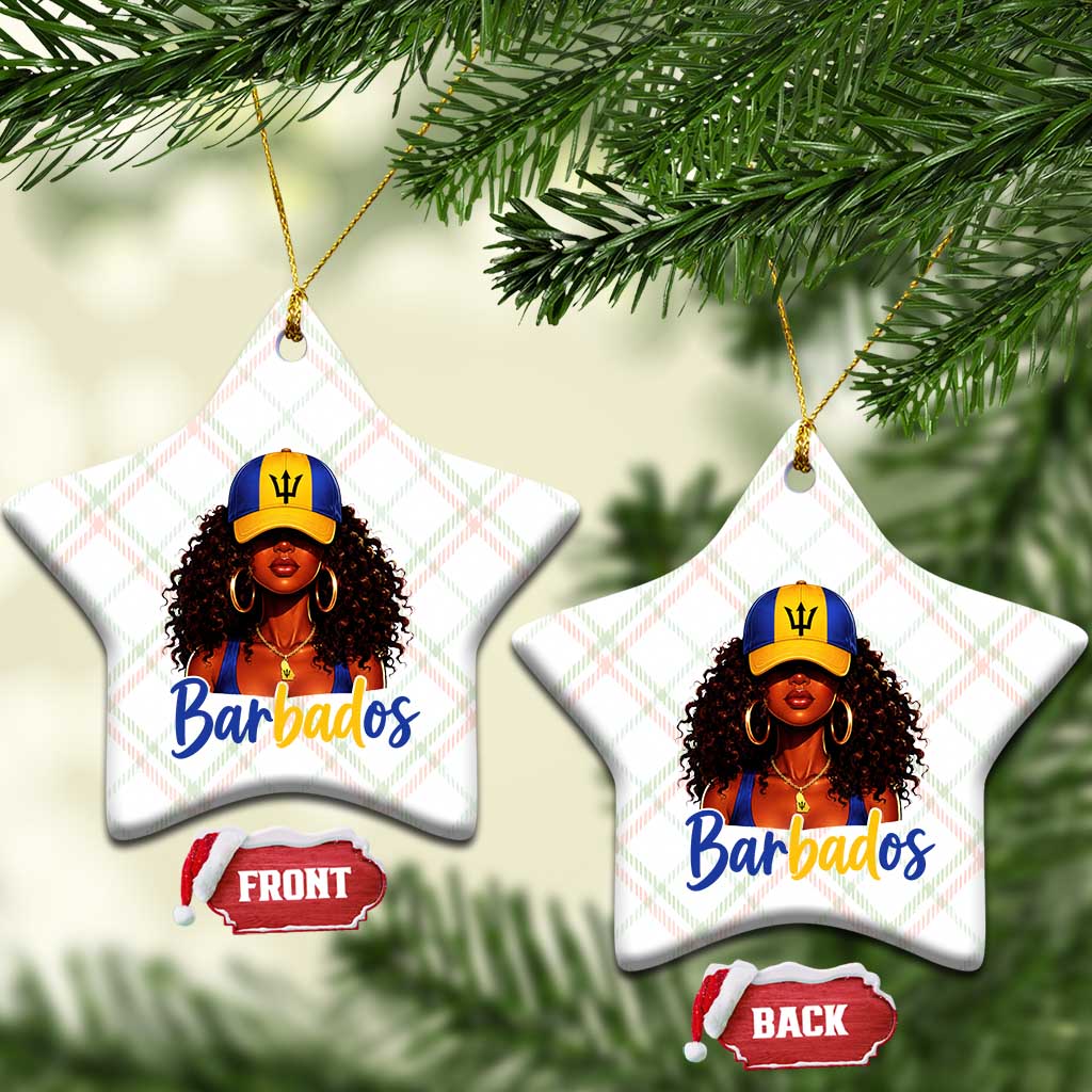 Bajan Girl Ceramic Ornament Barbados Flag Caribbean Heritage Pride Graphic Gift TS10 Print Your Wear