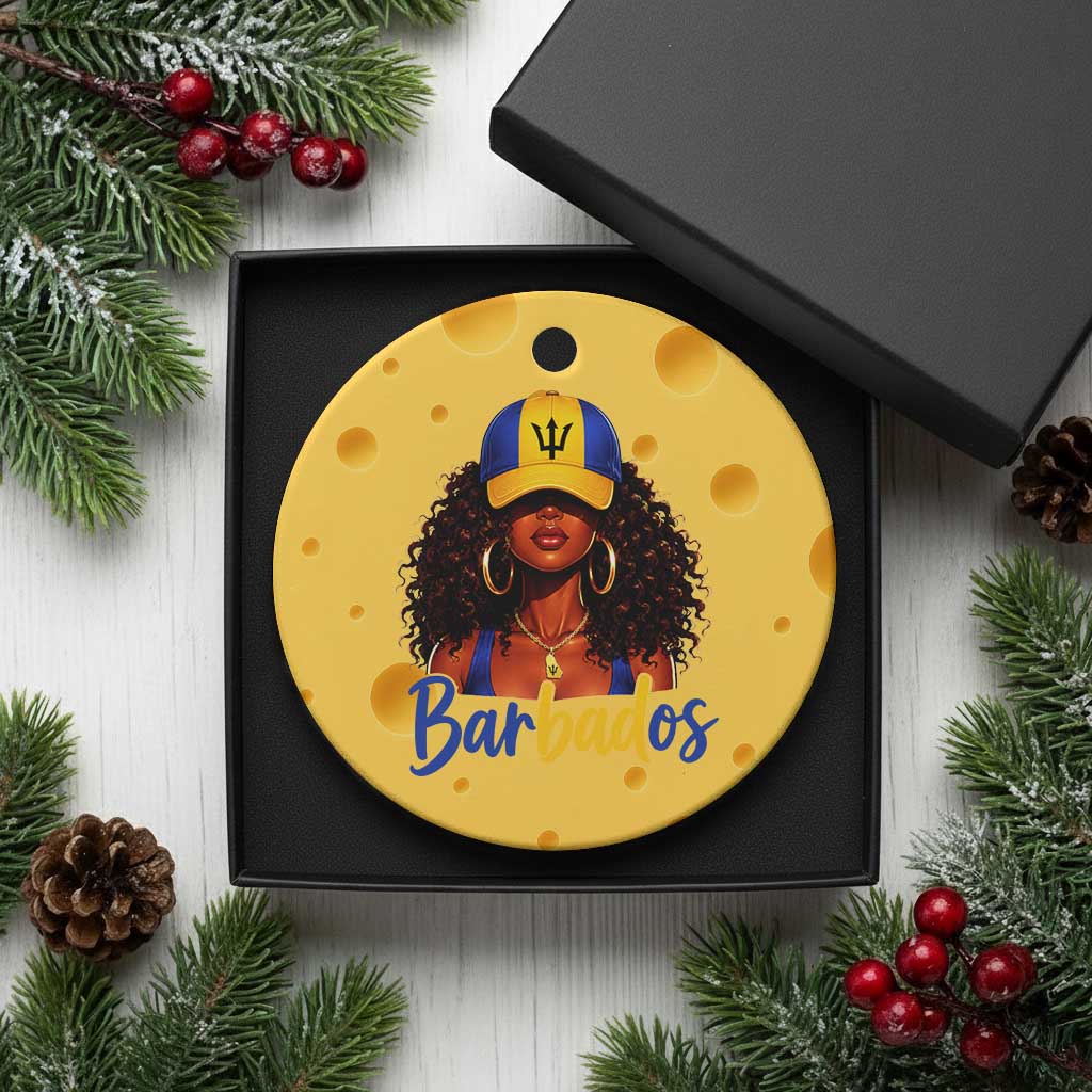 Bajan Girl Ceramic Ornament Barbados Flag Caribbean Heritage Pride Graphic Gift TS10 1pc Yellow Cheese Print Your Wear