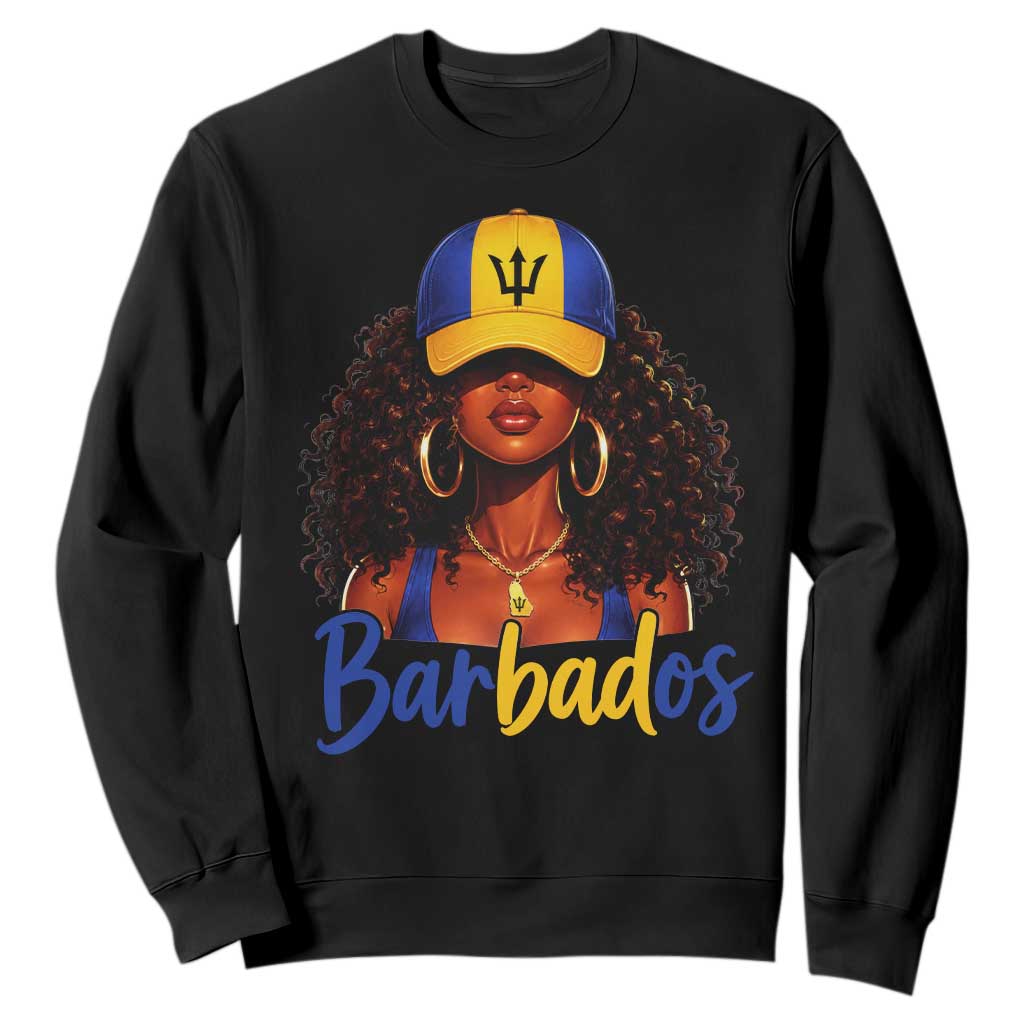 Bajan Girl Sweatshirt Barbados Flag Caribbean Heritage Pride Graphic Gift TS10 Black Print Your Wear