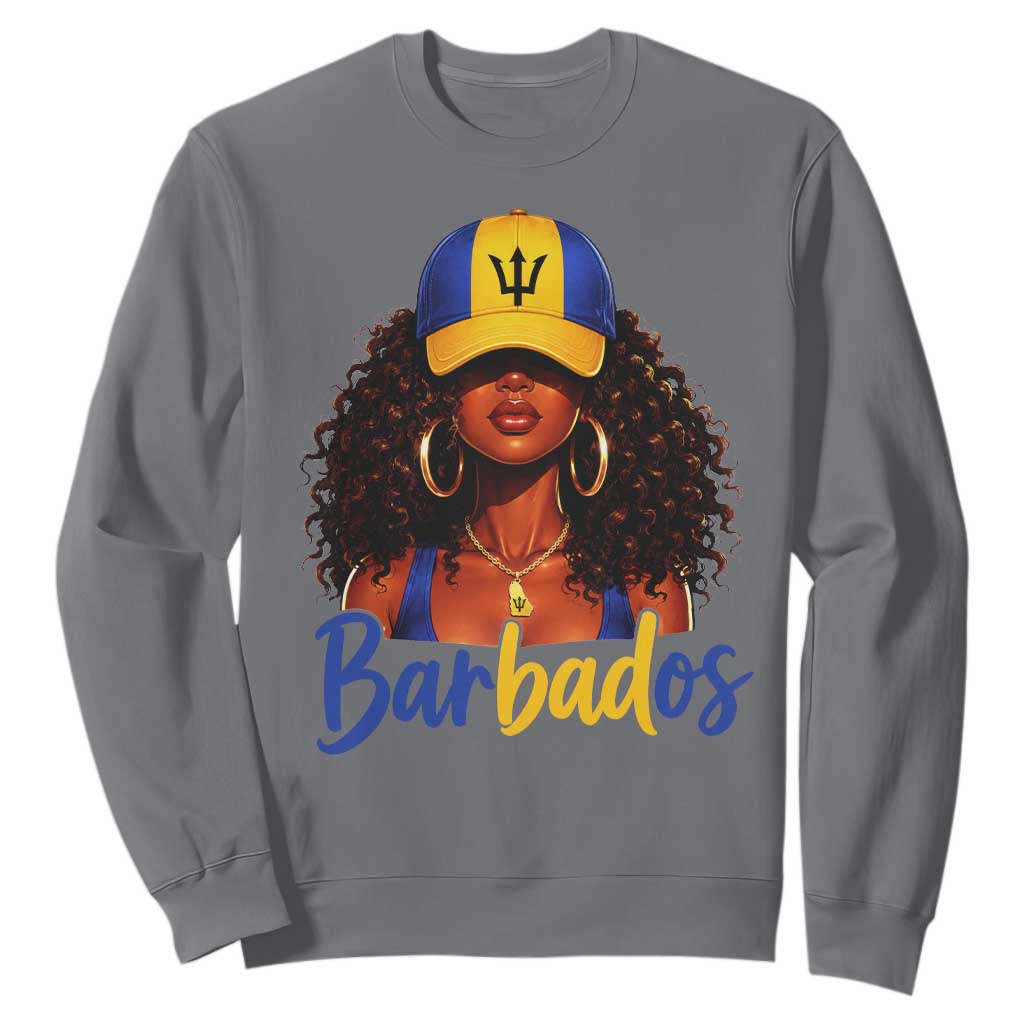 Bajan Girl Sweatshirt Barbados Flag Caribbean Heritage Pride Graphic Gift TS10 Charcoal Print Your Wear