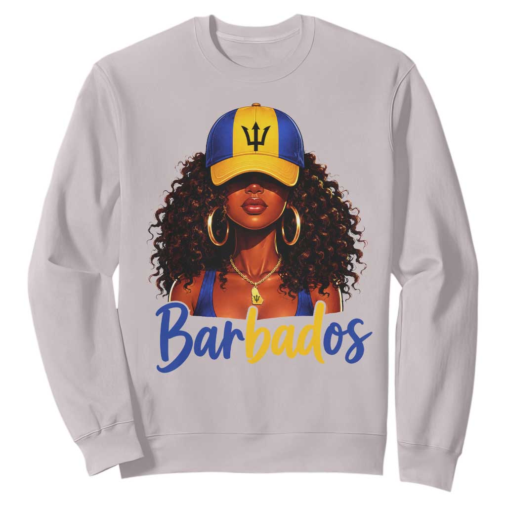 Bajan Girl Sweatshirt Barbados Flag Caribbean Heritage Pride Graphic Gift TS10 Ice Gray Print Your Wear