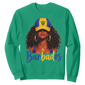 Bajan Girl Sweatshirt Barbados Flag Caribbean Heritage Pride Graphic Gift TS10 Irish Green Print Your Wear