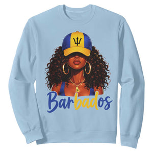 Bajan Girl Sweatshirt Barbados Flag Caribbean Heritage Pride Graphic Gift TS10 Light Blue Print Your Wear