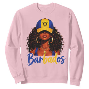 Bajan Girl Sweatshirt Barbados Flag Caribbean Heritage Pride Graphic Gift TS10 Light Pink Print Your Wear