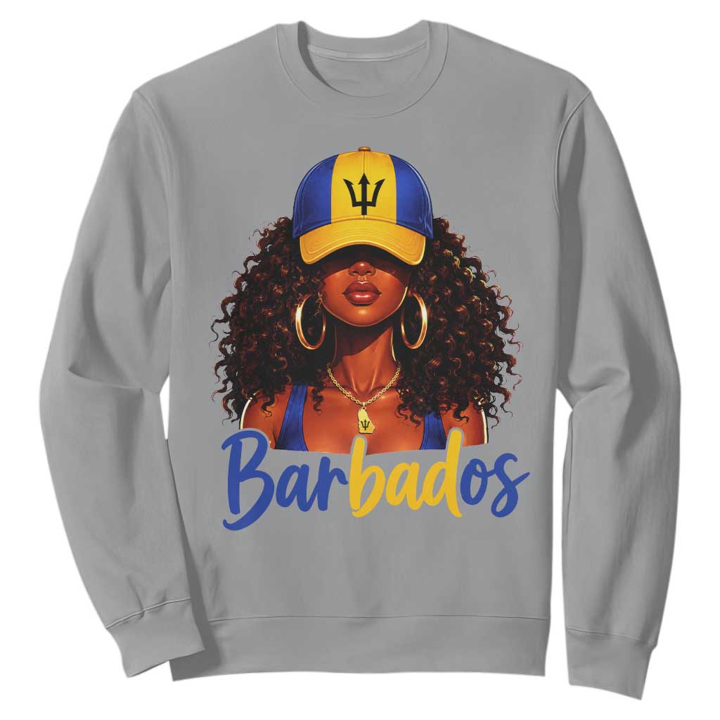 Bajan Girl Sweatshirt Barbados Flag Caribbean Heritage Pride Graphic Gift TS10 Sport Gray Print Your Wear