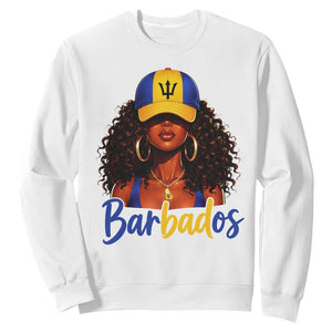 Bajan Girl Sweatshirt Barbados Flag Caribbean Heritage Pride Graphic Gift TS10 White Print Your Wear