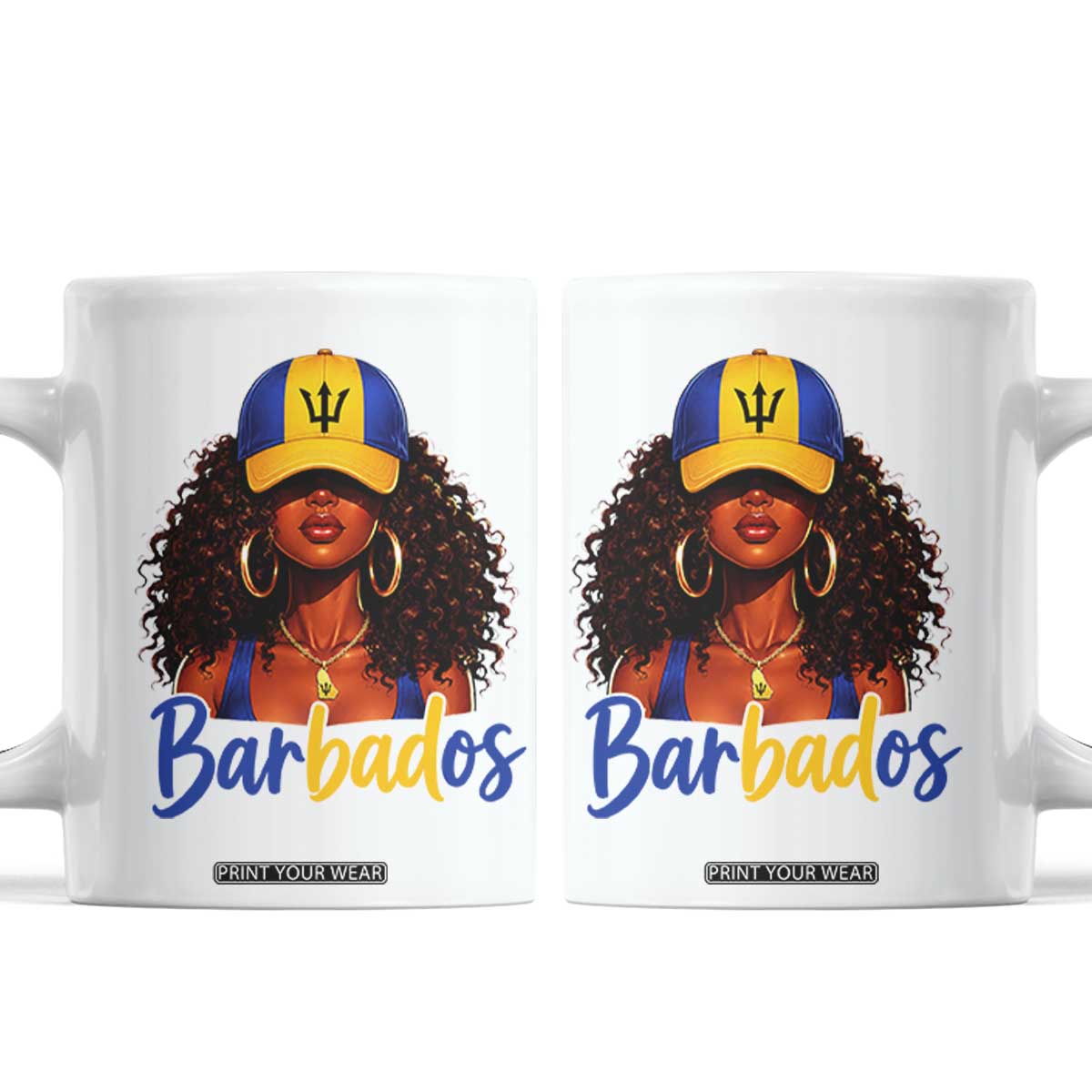 Bajan Girl Coffee Mug Barbados Flag Caribbean Heritage Pride Graphic Gift TS10 White Print Your Wear