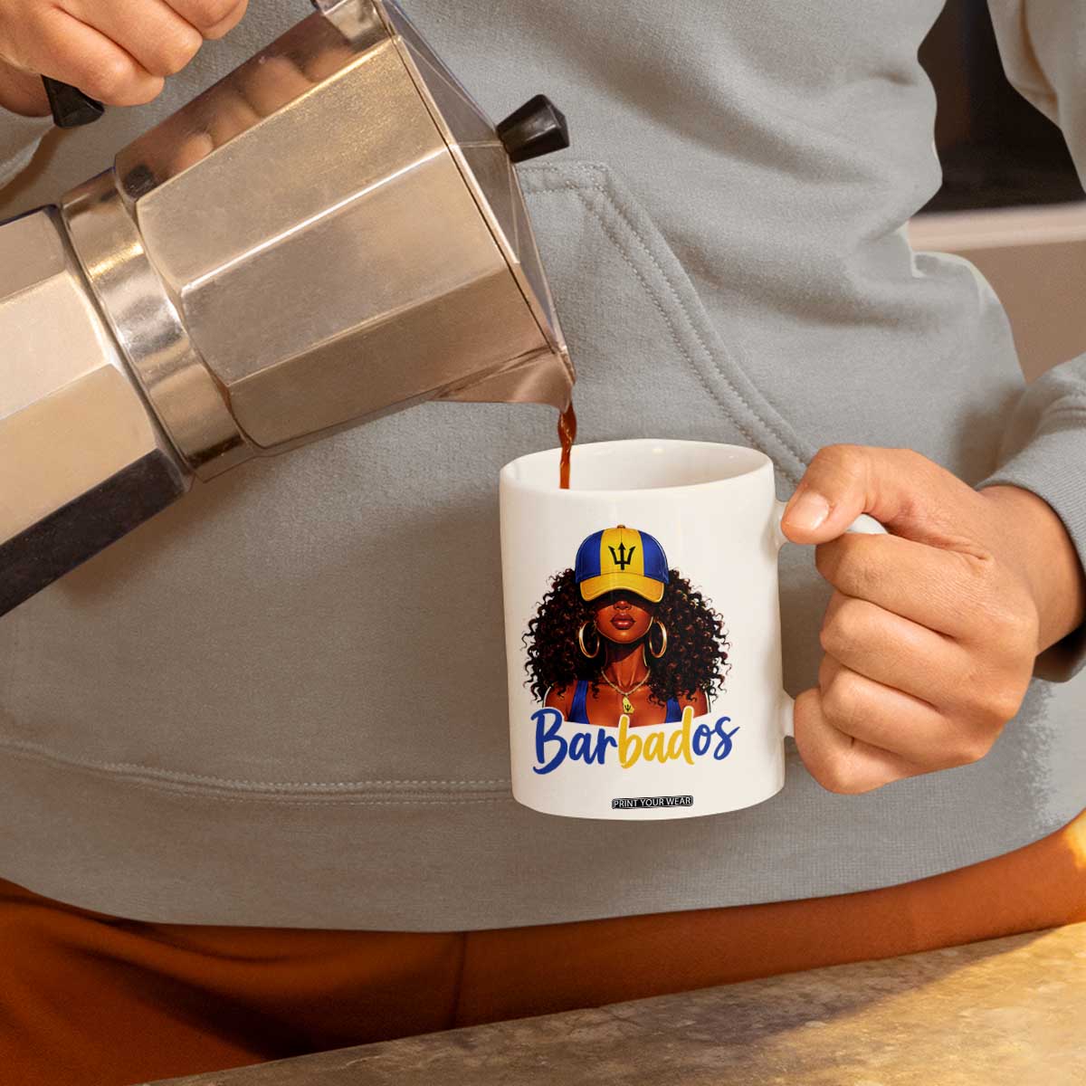 Bajan Girl Coffee Mug Barbados Flag Caribbean Heritage Pride Graphic Gift TS10 Print Your Wear