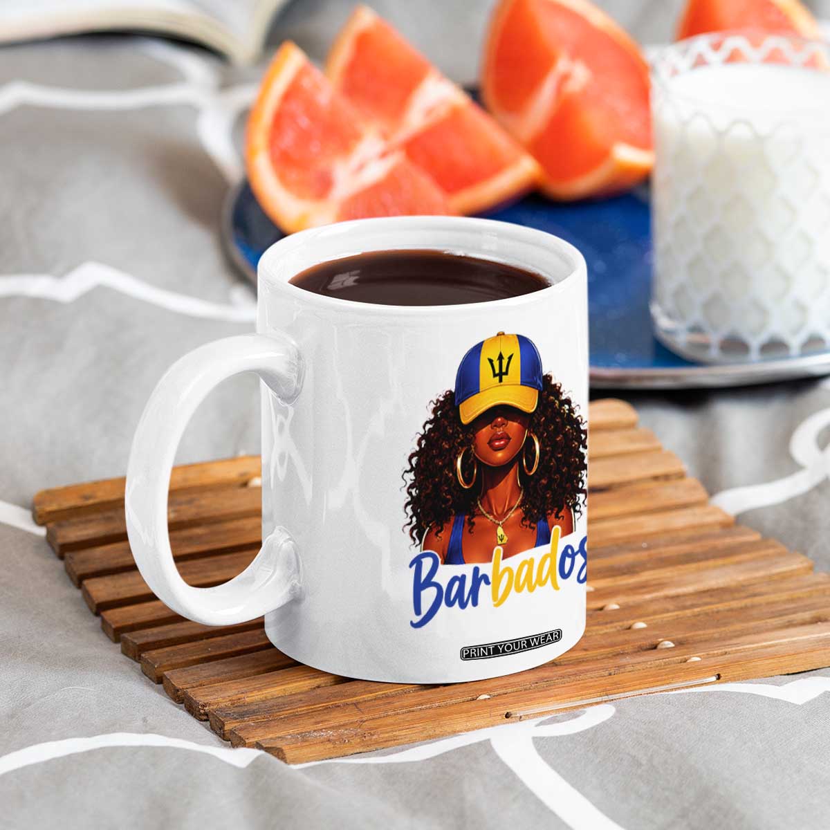 Bajan Girl Coffee Mug Barbados Flag Caribbean Heritage Pride Graphic Gift TS10 Print Your Wear