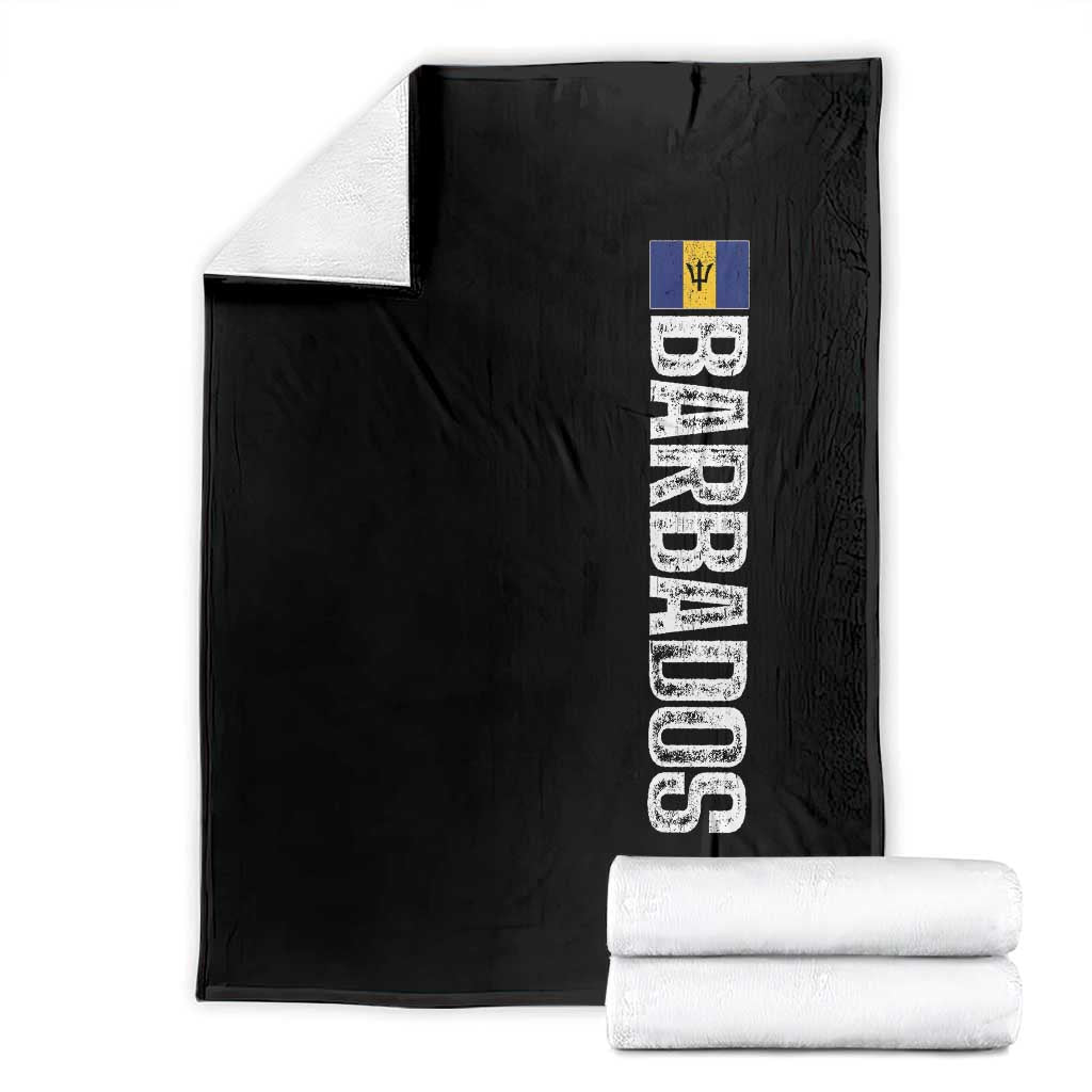 Barbados Flag Throw Blanket Distressed Vertical Typography Caribbean Island Pride Heritage Gift TS10 Black Print Your Wear