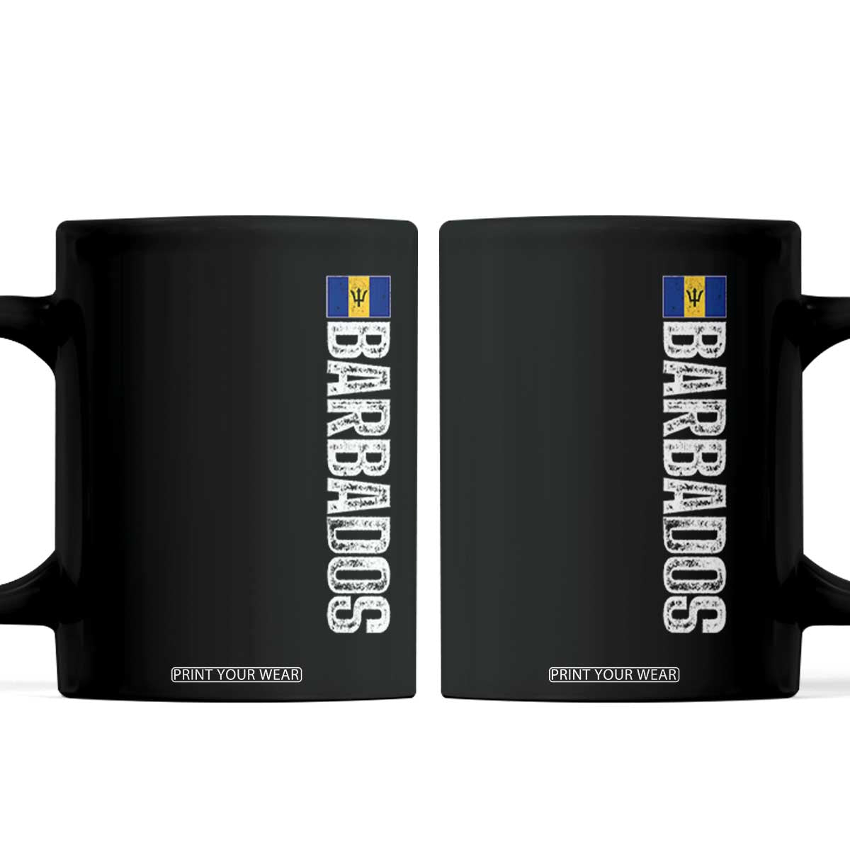 Barbados Flag Coffee Mug Distressed Vertical Typography Caribbean Island Pride Heritage Gift TS10 Black Print Your Wear