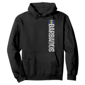 Barbados Flag Hoodie Distressed Vertical Typography Caribbean Island Pride Heritage Gift TS10 Black Print Your Wear