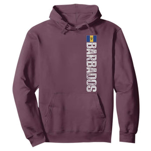 Barbados Flag Hoodie Distressed Vertical Typography Caribbean Island Pride Heritage Gift TS10 Maroon Print Your Wear