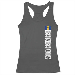 Barbados Flag Racerback Tank Top Distressed Vertical Typography Caribbean Island Pride Heritage Gift TS10 Dark Heather Print Your Wear