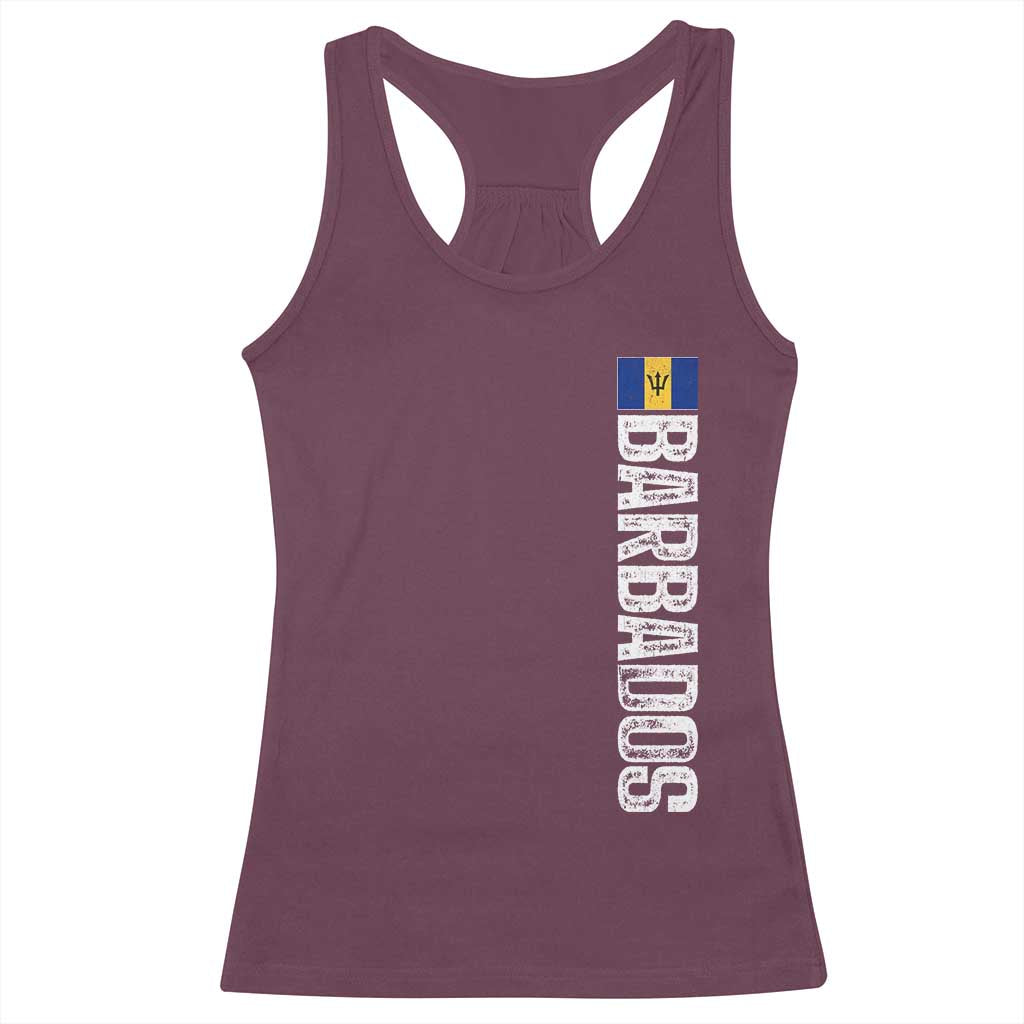 Barbados Flag Racerback Tank Top Distressed Vertical Typography Caribbean Island Pride Heritage Gift TS10 Maroon Print Your Wear