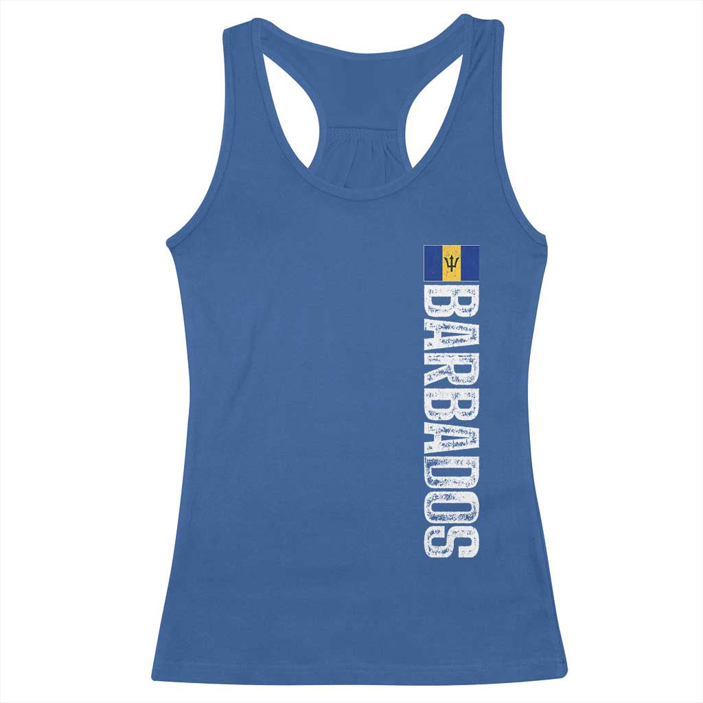 Barbados Flag Racerback Tank Top Distressed Vertical Typography Caribbean Island Pride Heritage Gift TS10 Royal Blue Print Your Wear