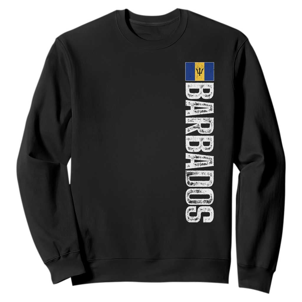 Barbados Flag Sweatshirt Distressed Vertical Typography Caribbean Island Pride Heritage Gift TS10 Black Print Your Wear