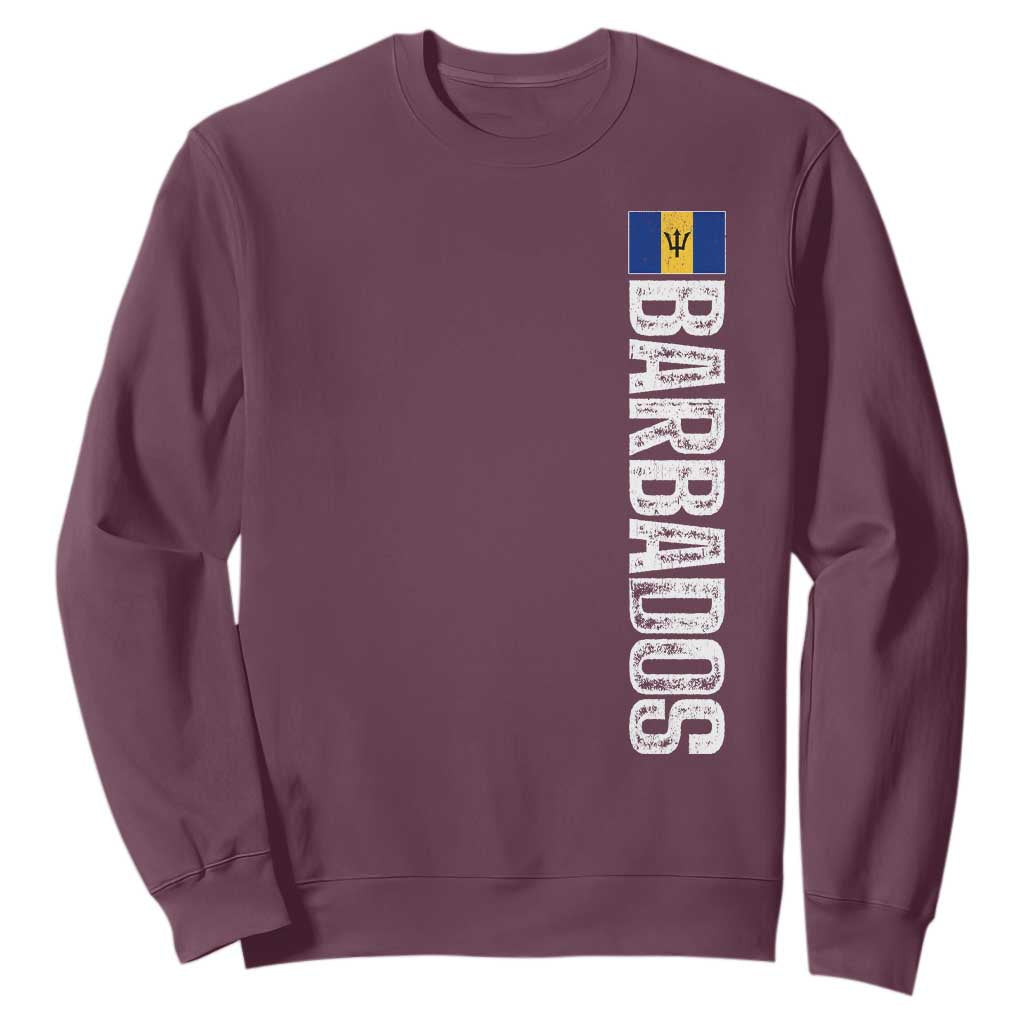 Barbados Flag Sweatshirt Distressed Vertical Typography Caribbean Island Pride Heritage Gift TS10 Maroon Print Your Wear