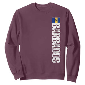 Barbados Flag Sweatshirt Distressed Vertical Typography Caribbean Island Pride Heritage Gift TS10 Maroon Print Your Wear