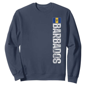 Barbados Flag Sweatshirt Distressed Vertical Typography Caribbean Island Pride Heritage Gift TS10 Navy Print Your Wear