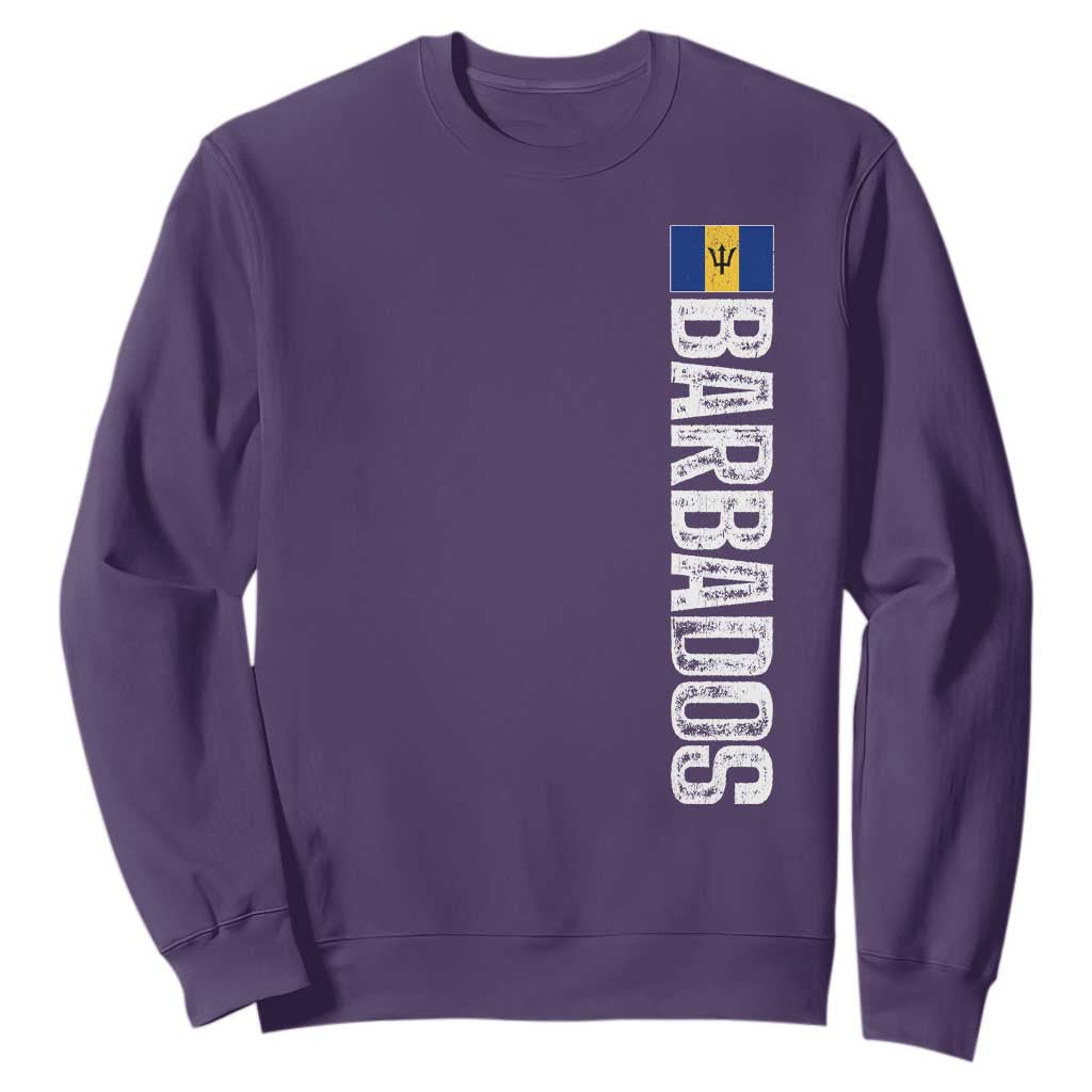 Barbados Flag Sweatshirt Distressed Vertical Typography Caribbean Island Pride Heritage Gift TS10 Purple Print Your Wear