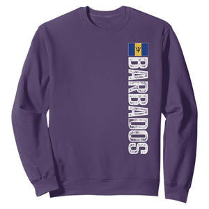 Barbados Flag Sweatshirt Distressed Vertical Typography Caribbean Island Pride Heritage Gift TS10 Purple Print Your Wear