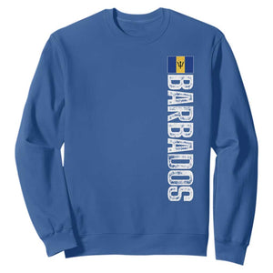 Barbados Flag Sweatshirt Distressed Vertical Typography Caribbean Island Pride Heritage Gift TS10 Royal Blue Print Your Wear