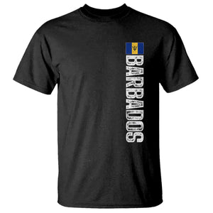 Barbados Flag T Shirt Distressed Vertical Typography Caribbean Island Pride Heritage Gift TS10 Black Print Your Wear