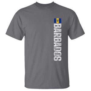 Barbados Flag T Shirt Distressed Vertical Typography Caribbean Island Pride Heritage Gift TS10 Charcoal Print Your Wear