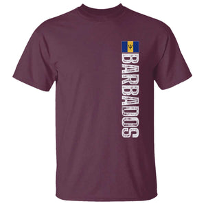 Barbados Flag T Shirt Distressed Vertical Typography Caribbean Island Pride Heritage Gift TS10 Maroon Print Your Wear