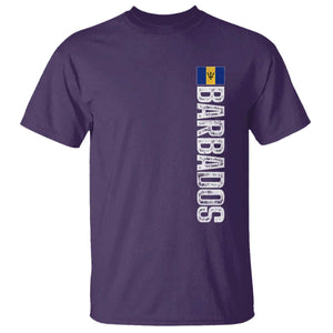 Barbados Flag T Shirt Distressed Vertical Typography Caribbean Island Pride Heritage Gift TS10 Purple Print Your Wear