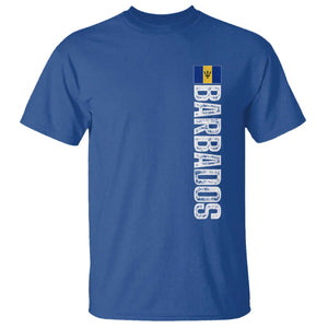 Barbados Flag T Shirt Distressed Vertical Typography Caribbean Island Pride Heritage Gift TS10 Royal Blue Print Your Wear