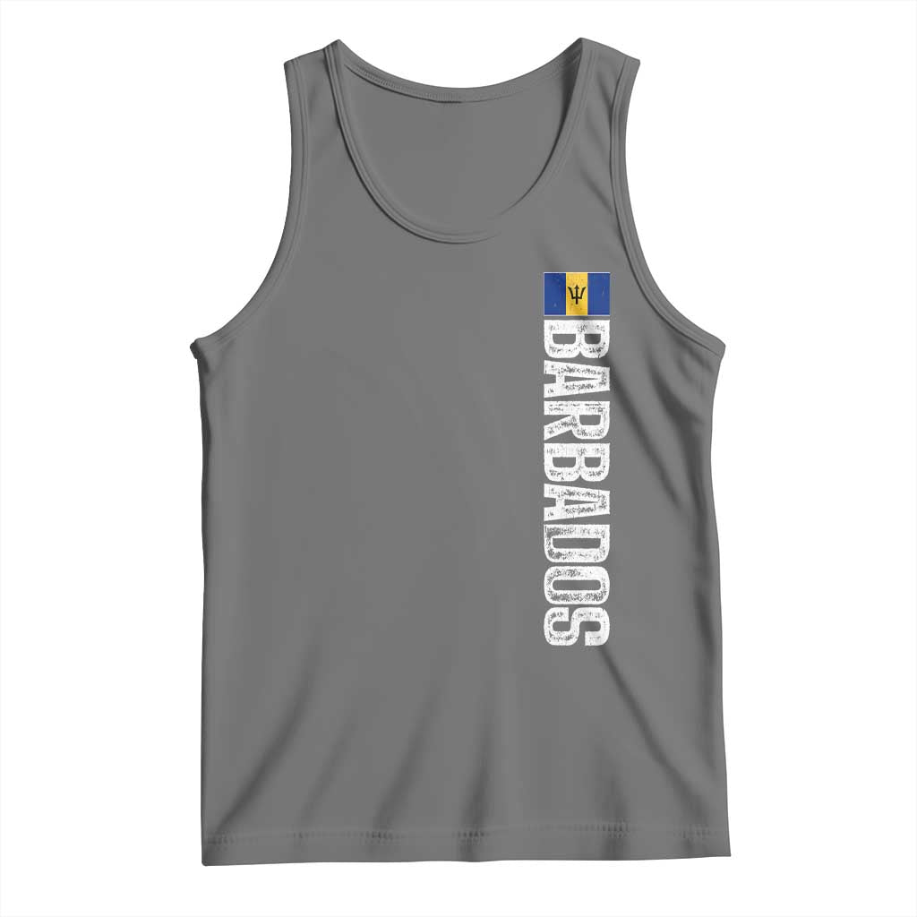 Barbados Flag Tank Top Distressed Vertical Typography Caribbean Island Pride Heritage Gift TS10 Black Heather Print Your Wear