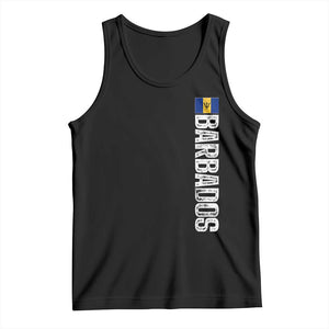 Barbados Flag Tank Top Distressed Vertical Typography Caribbean Island Pride Heritage Gift TS10 Black Print Your Wear