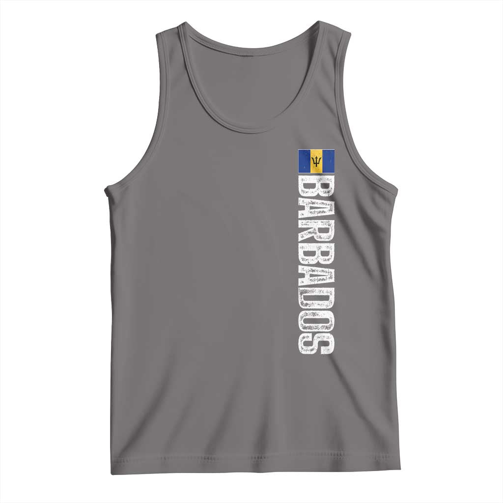 Barbados Flag Tank Top Distressed Vertical Typography Caribbean Island Pride Heritage Gift TS10 Deep Heather Print Your Wear