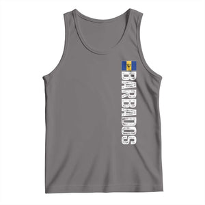 Barbados Flag Tank Top Distressed Vertical Typography Caribbean Island Pride Heritage Gift TS10 Deep Heather Print Your Wear