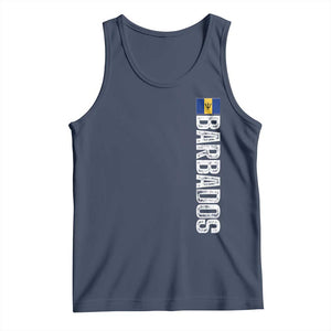 Barbados Flag Tank Top Distressed Vertical Typography Caribbean Island Pride Heritage Gift TS10 Navy Print Your Wear