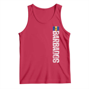 Barbados Flag Tank Top Distressed Vertical Typography Caribbean Island Pride Heritage Gift TS10 Red Print Your Wear