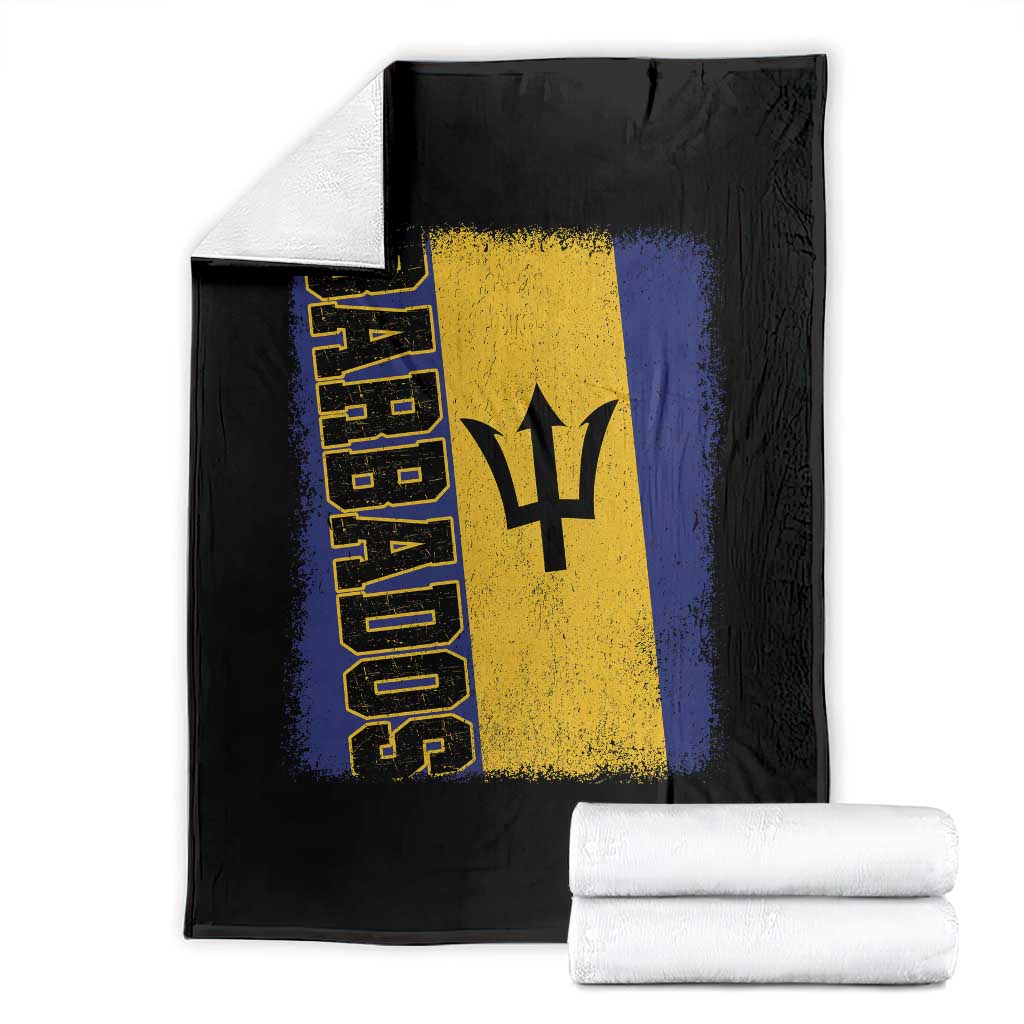 Vintage Barbados Flag Throw Blanket Distressed Patriotic Caribbean Island Barbadian Pride Heritage Gift TS10 Black Print Your Wear