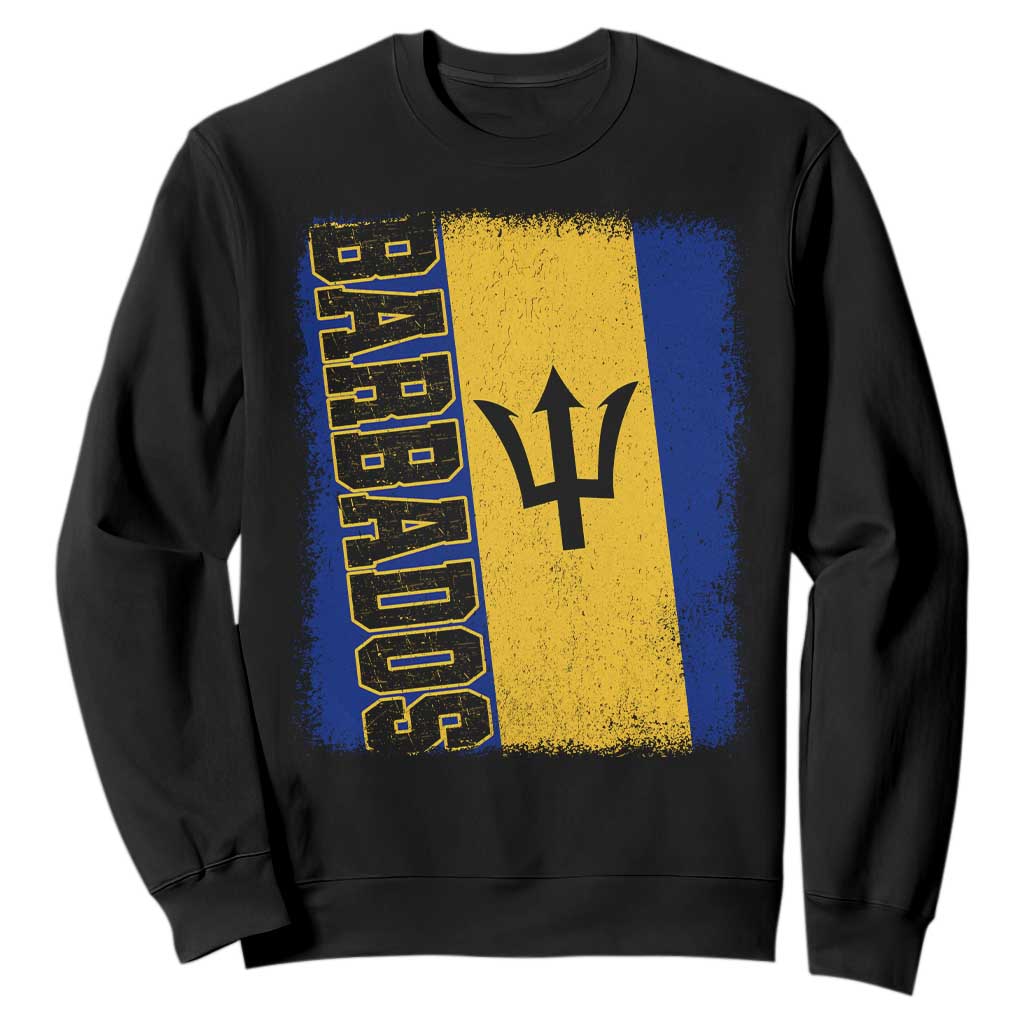 Vintage Barbados Flag Sweatshirt Distressed Patriotic Caribbean Island Barbadian Pride Heritage Gift TS10 Black Print Your Wear