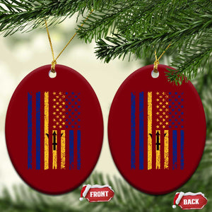 Barbados American Flag Ceramic Ornament Distressed Barbadian Pride Patriotic Heritage Gift TS10 Print Your Wear
