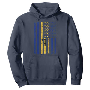 Barbados American Flag Hoodie Distressed Barbadian Pride Patriotic Heritage Gift TS10 Navy Print Your Wear