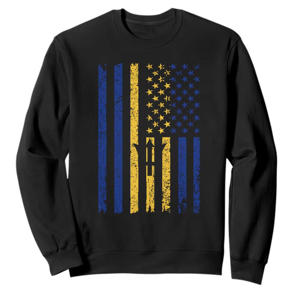 Barbados American Flag Sweatshirt Distressed Barbadian Pride Patriotic Heritage Gift TS10 Black Print Your Wear