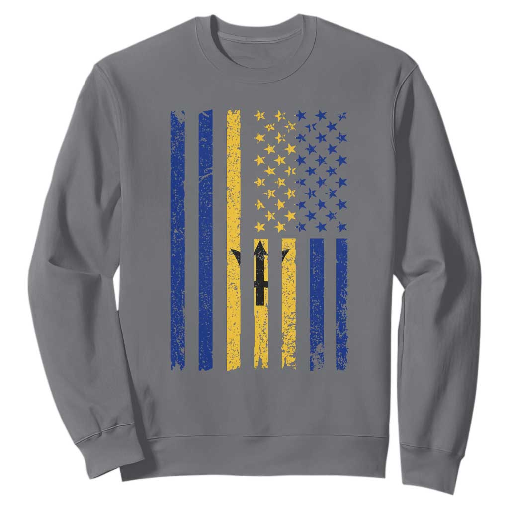 Barbados American Flag Sweatshirt Distressed Barbadian Pride Patriotic Heritage Gift TS10 Charcoal Print Your Wear
