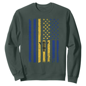 Barbados American Flag Sweatshirt Distressed Barbadian Pride Patriotic Heritage Gift TS10 Dark Forest Green Print Your Wear