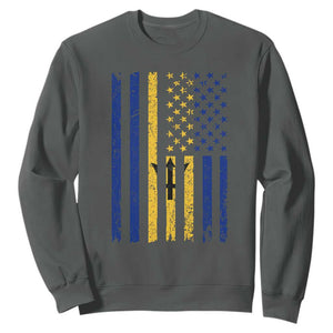 Barbados American Flag Sweatshirt Distressed Barbadian Pride Patriotic Heritage Gift TS10 Dark Heather Print Your Wear