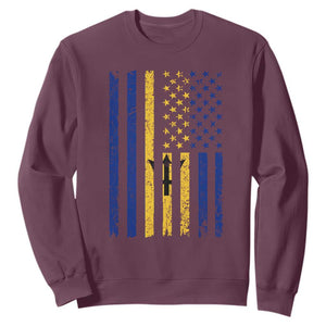 Barbados American Flag Sweatshirt Distressed Barbadian Pride Patriotic Heritage Gift TS10 Maroon Print Your Wear